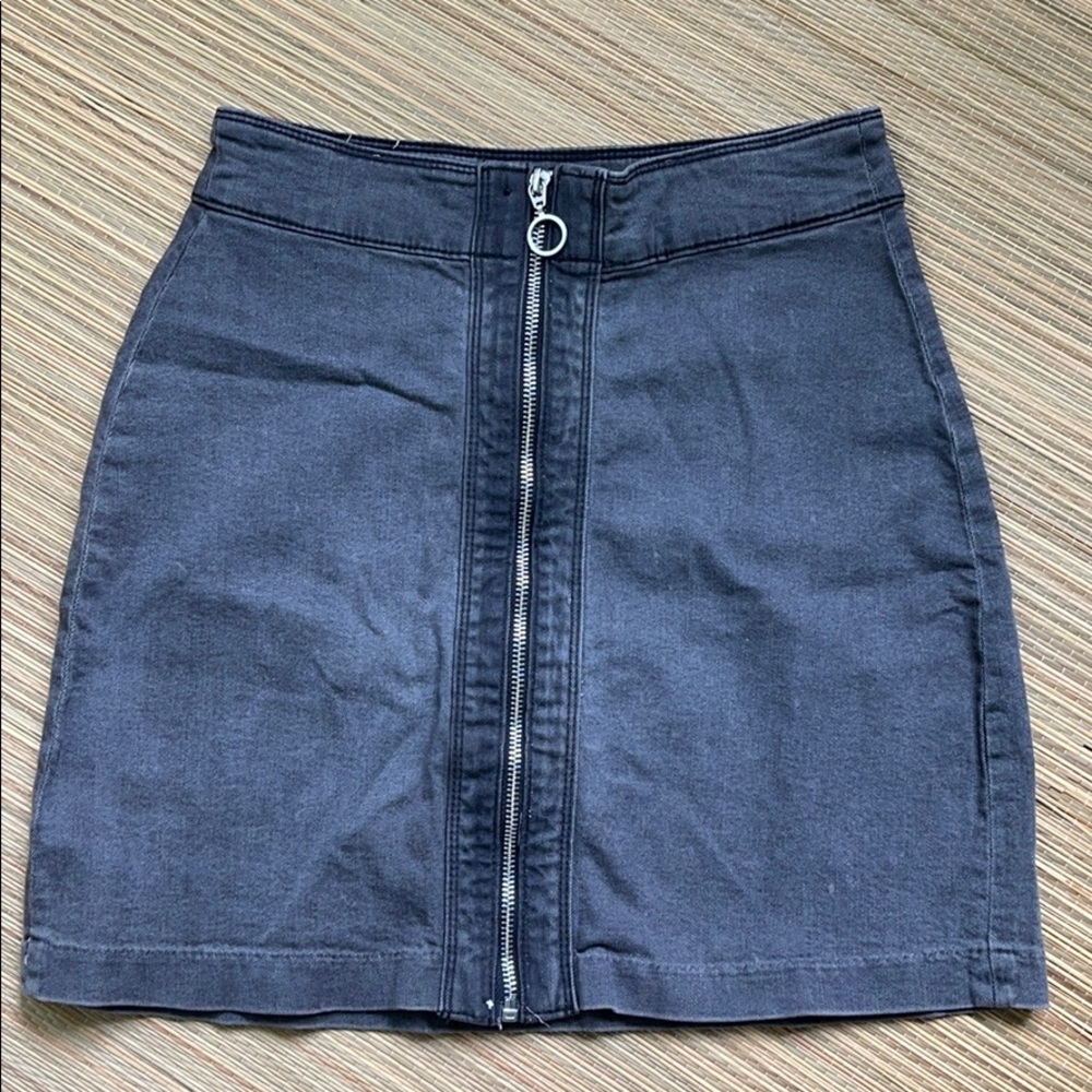 H&M distressed black jeans skirt